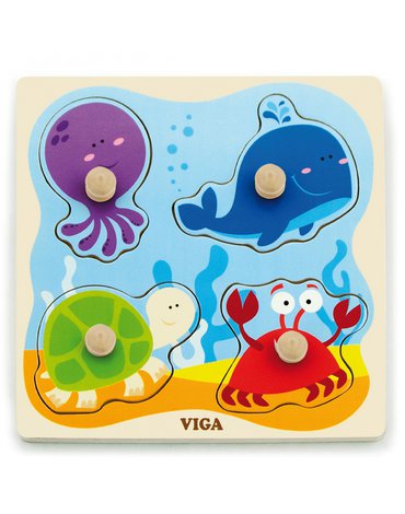 Viga Toys - VIGA Drewniane Puzzle z Pinezkami Morze