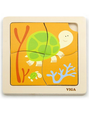 Viga Toys - VIGA Poręczne Drewniane Puzzle Żółw