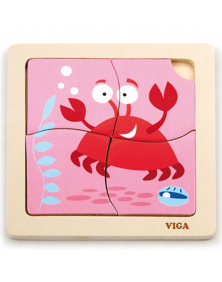 Viga Toys - VIGA Poręczne Drewniane Puzzle Krab