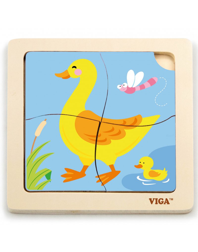 Viga Toys - VIGA Poręczne Drewniane Puzzle Kaczuszka