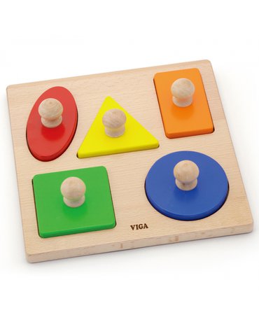 Viga Toys - Viga Drewniane Puzzle z Pinezkami Kształty