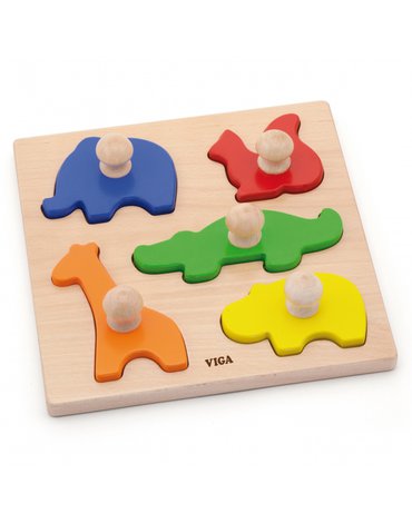 Viga Toys - Viga Drewniane Puzzle z Pinezkami Zwierzęta