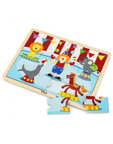 Viga Toys - VIGA Drewniane Puzzle Cyrk 16 elementów