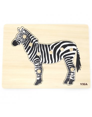 Viga Toys - VIGA Drewniane Puzzle Montessori Zebra z Pinezkami