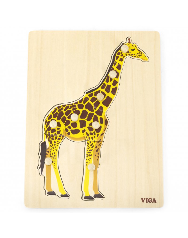 Viga Toys - VIGA Drewniane Puzzle Montessori Żyrafa z Pinezkami