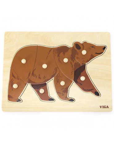 Viga Toys - VIGA Drewniane Puzzle Montessori Miś Niedźwiedź z Pinezkami