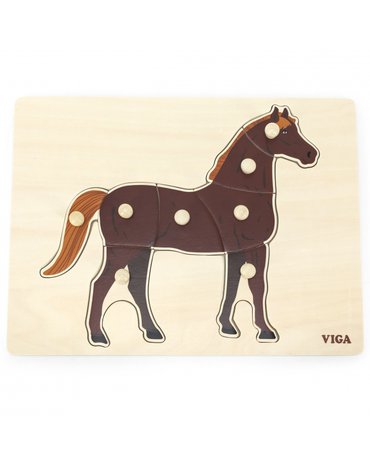 Viga Toys - VIGA Drewniane Puzzle Montessori Koń z Pinezkami