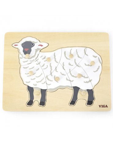Viga Toys - VIGA Drewniane Puzzle Montessori Owca z Pinezkami