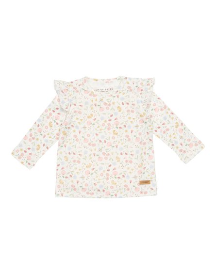 Little Dutch T-shirt z długim rękawem i falbanką Flowers & Butterflies 62cm CL20621450