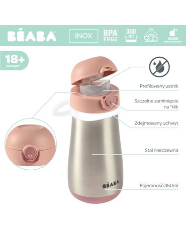 Beaba Bidon termiczny termobutelka 350 ml Old pink