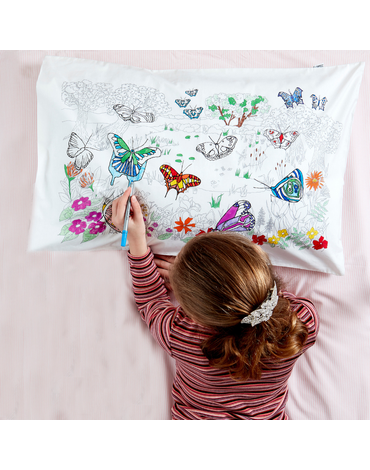 Poszewka na poduszkę do malowania, motyle, Eat sleep doodle