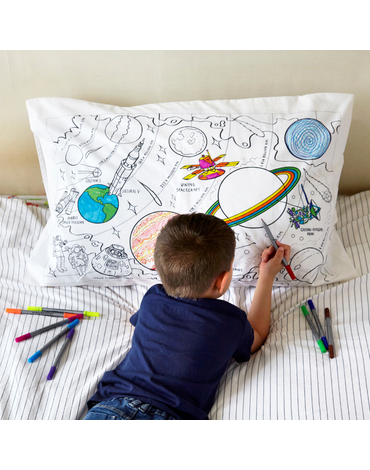 Poszewka na poduszkę do malowania, kosmiczna podróż, Eat sleep doodle