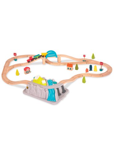 B.Toys - Wood & Wheels Wooden Train Set in a Bucket - górska kolejka -