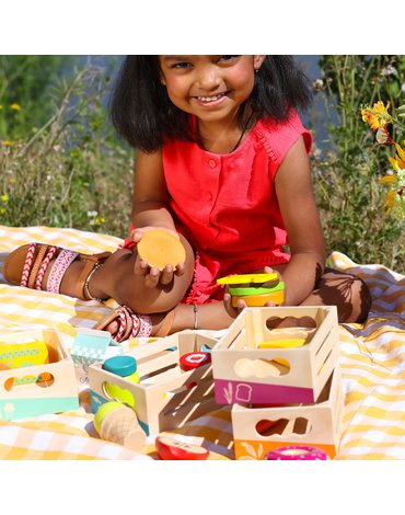 B.Toys - Little Foodie Groups - DREWNIANE skrzyneczki z produktami spożywczymi -