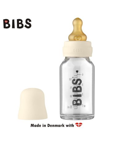 BIBS - Antykolkowa Butelka Szklana dla Niemowląt 110 ml IVORY
