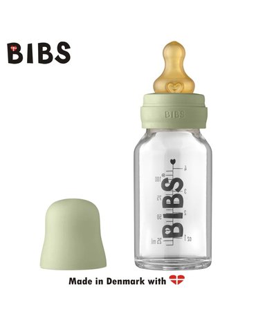 BIBS - Antykolkowa Butelka Szklana dla Niemowląt 110 ml SAGE