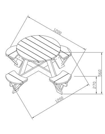 Axi Drewniany Stolik Piknikowy "Ufo" 4 Miejsca Siedzące AXI