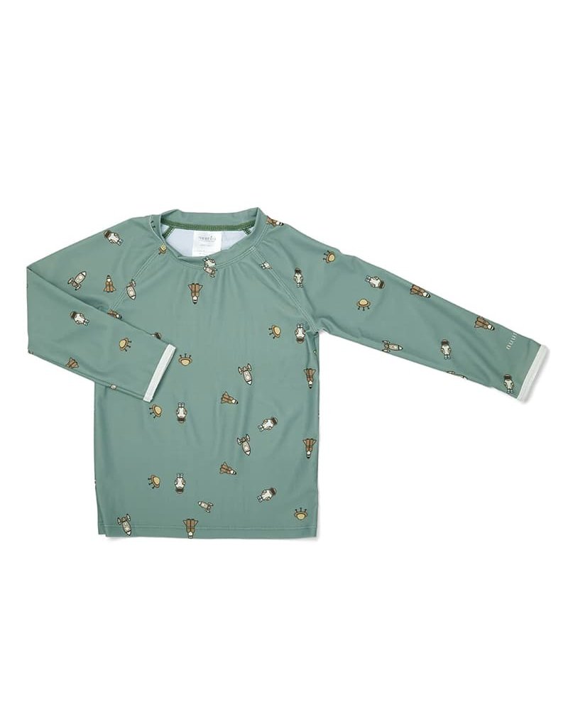 nuuroo - koszulka kąpielowa przeciwsłoneczna UV 50+ z długim rękawem Space Light Green roz. 86-92 NUUROO