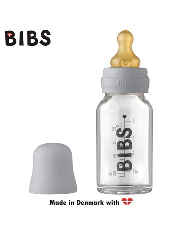BIBS - Antykolkowa Butelka Szklana dla Niemowląt 110 ml CLOUD