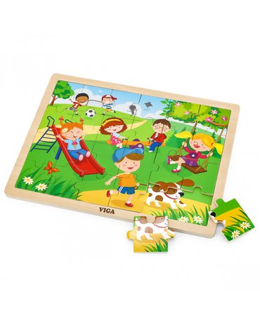 Viga Toys - VIGA Drewniane Puzzle Plac Zabaw 24 Elementy