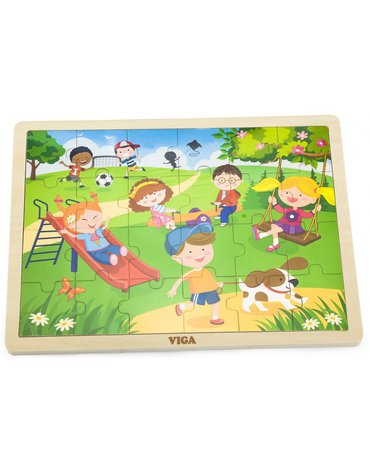 Viga Toys - VIGA Drewniane Puzzle Plac Zabaw 24 Elementy