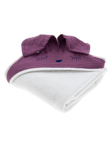 Hi Little One - Ręcznik z kapturem 100 x 100 SLEEPY BUNNY hooded bath towel Lavender