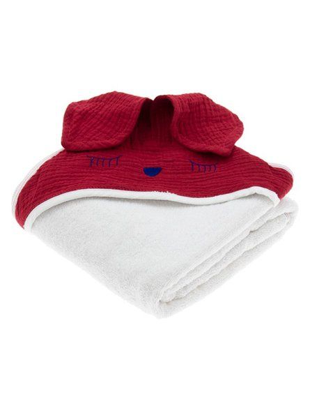 Hi Little One - Ręcznik z kapturem 100 x 100 SLEEPY BUNNY hooded bath towel Strawberry