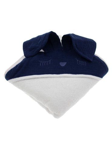 Hi Little One - Ręcznik z kapturem 100 x 100 SLEEPY BUNNY hooded bath towel Navy