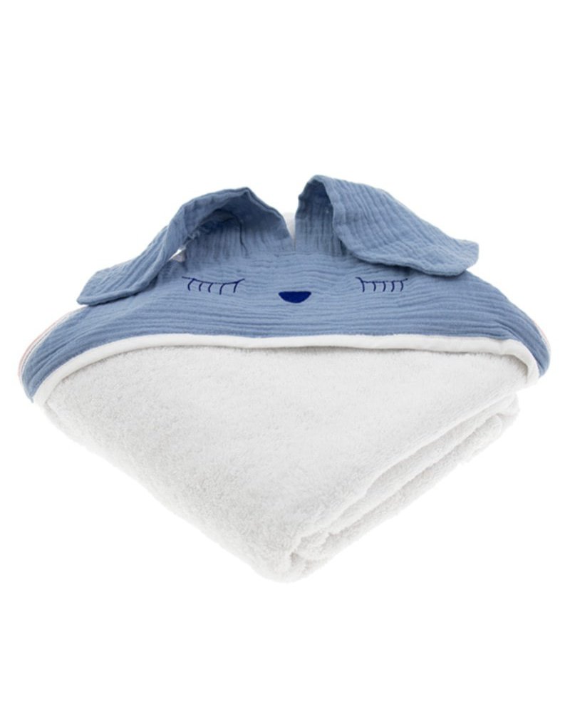 Hi Little One - Ręcznik z kapturem 100 x 100 SLEEPY BUNNY hooded bath towel Sky Blue