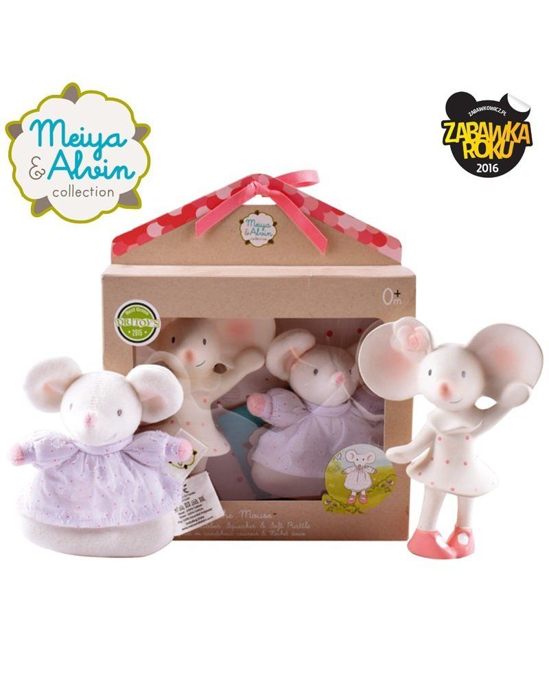 Meiya & Alvin - Meiya Mouse Organic Babyshower Set z grzechotką Meiya and Alvin