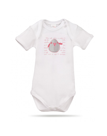Lait Baby Organic Body Short Sleeve Tweet the Bird Pink