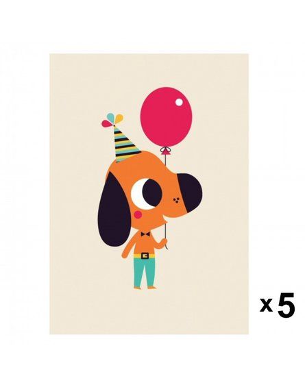 Petit Monkey - Dog zaproszenia urodzinowe zestaw 5 szt.
