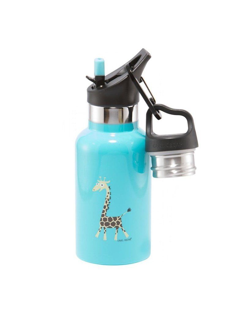 Carl Oscar TEMP Bottle - Butelka termiczna ze słomką ze szlachetnej stali nierdzewnej Turquoise - Giraffe CARL OSCAR