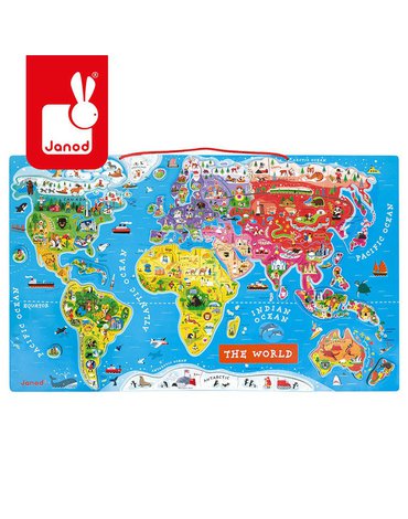 Puzzle magnetyczne Mapa świata, Janod