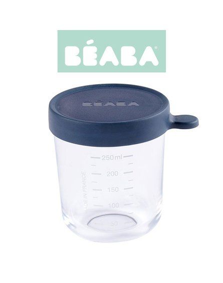 Beaba Pojemnik słoiczek szklany z hermetycznym zamknięciem 250 ml dark blue