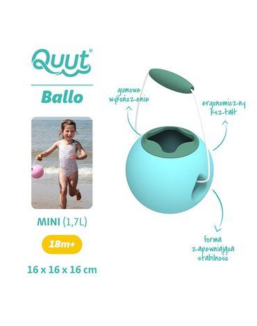 QUUT Małe wiaderko wielofunkcyjne Mini Ballo Vintage Blue + Mineral Green Quut