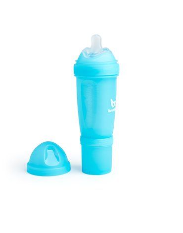 Herobility - butelka antykolkowa Herobottle 340 ml, niebieska + smoczek L (4 m+)