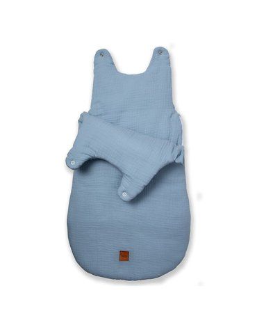 Hi Little One - śpiworek NEWBORN BABY BLUE muslin cotton TOG 3,5 wiek 0 m+