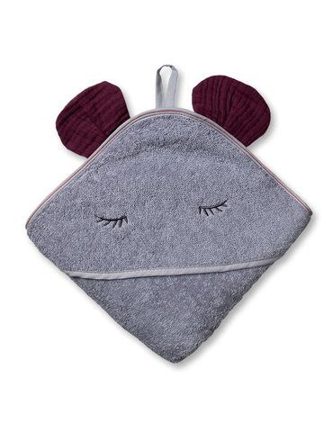 Hi Little One - Ręcznik z kapturem 100 x 100 MOUSE hooded bath towel Lavender