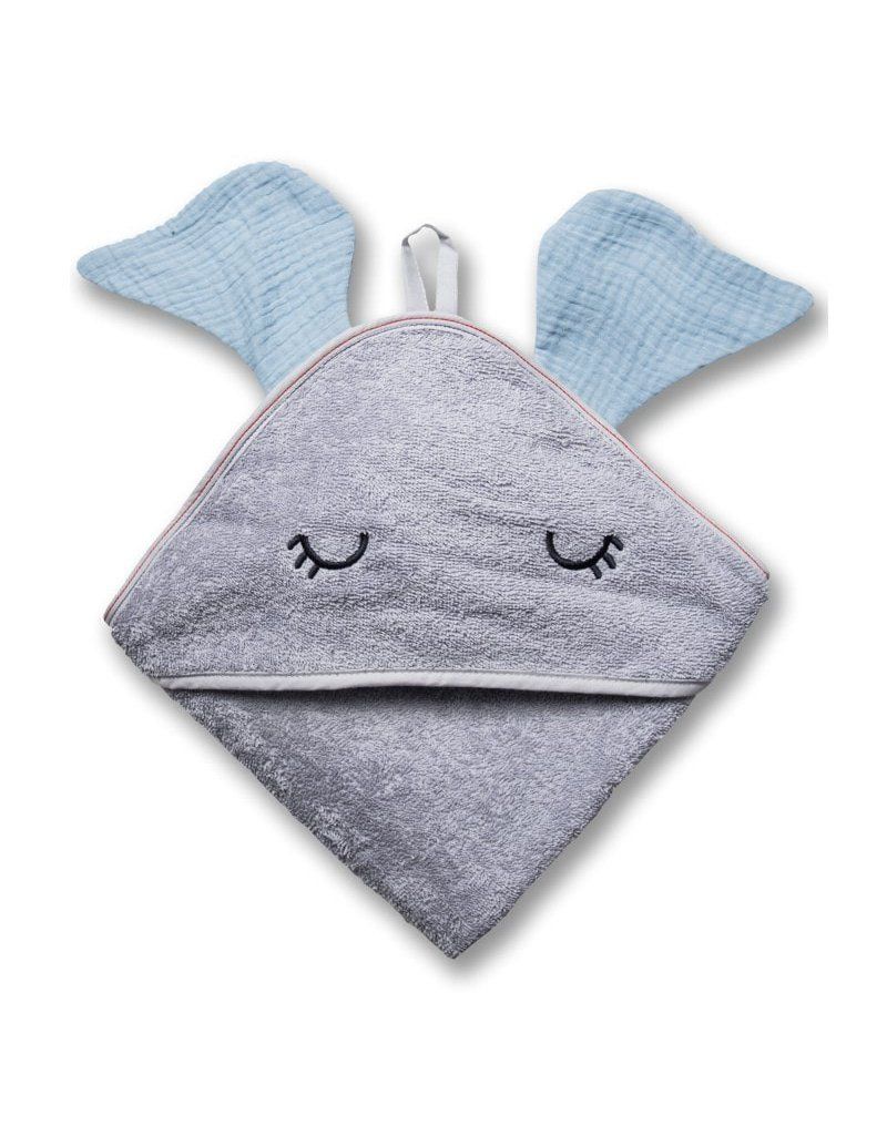 Hi Little One - Ręcznik z kapturem 100 x 100 ELEPHANT hooded bath towel Baby blue