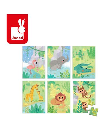 Mini puzzle do kolekcjonowania Zwierzątka 12 el. 3+, Janod