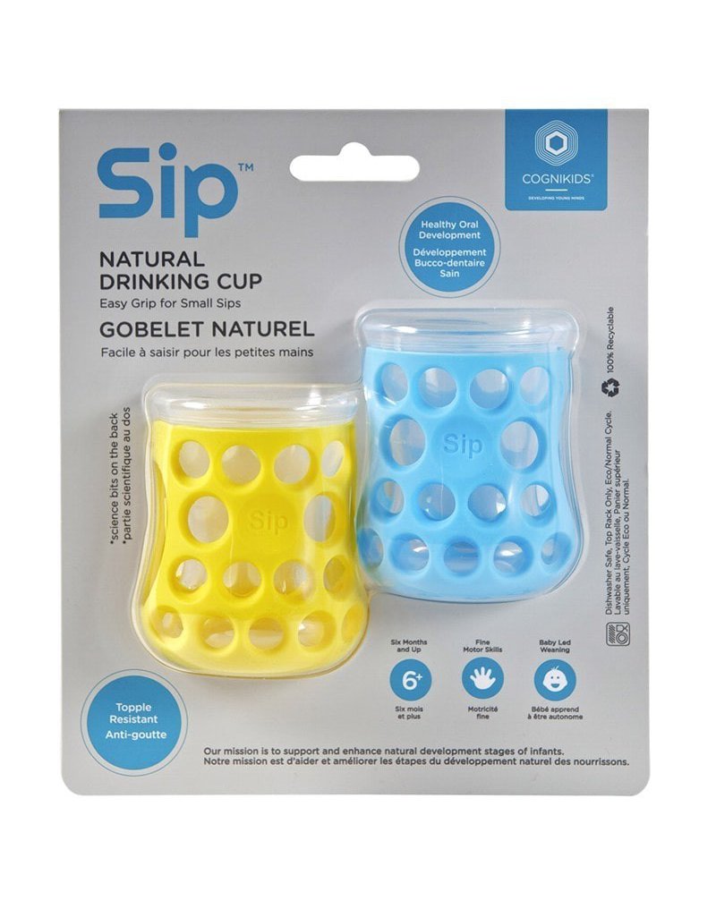 CogniKids Sip® – Natural Drinking Cup 2 sensoryczne kubeczki do nauki picia dla niemowląt SKY BLUE / SUNSHINE COGNIKIDS