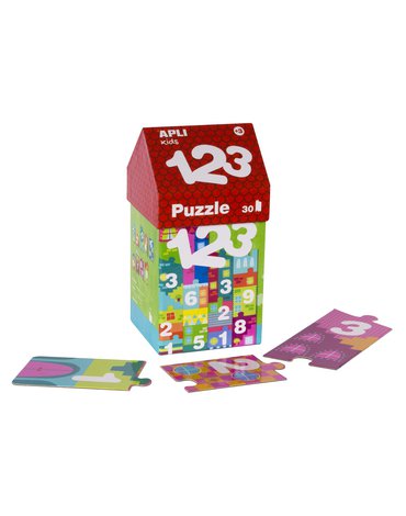 Puzzle w kartonowym domku Apli Kids - Cyfry 3+