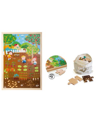 Drewniane puzzle w ramce Apli Kids - Ogród 4+