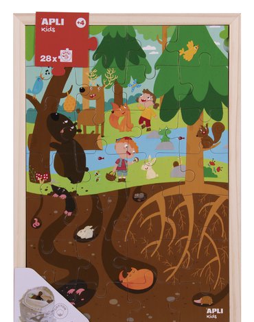 Drewniane puzzle w ramce Apli Kids - Las 4+