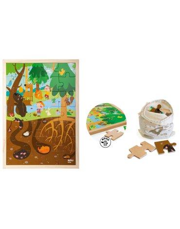 Drewniane puzzle w ramce Apli Kids - Las 4+