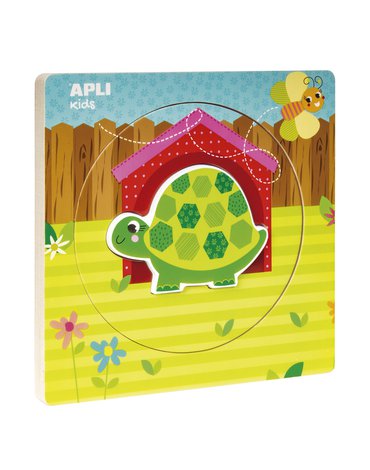 Drewniane puzzle z warstwami Apli Kids - Żółw 2+