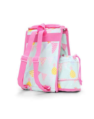 Penny Scallan Design - Plecak Lunchbox z osobną kieszonką na picie, Ananasy, miętowo-różowy, Penny Scallan