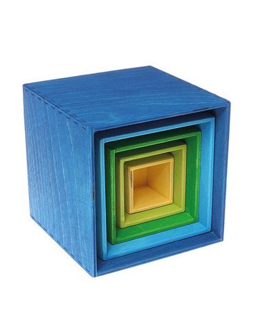 Drewniane Pudełka 0+, odcienie niebieskiego, Grimm's