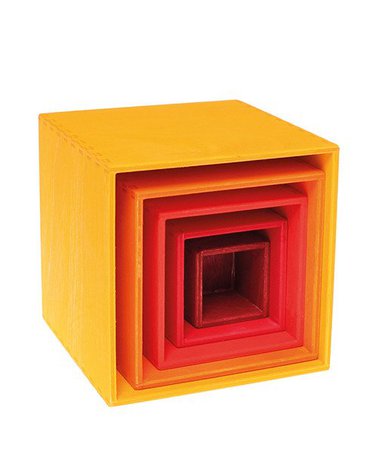 Drewniane Pudełka 0+, odcienie pomarańczowego, Grimm's